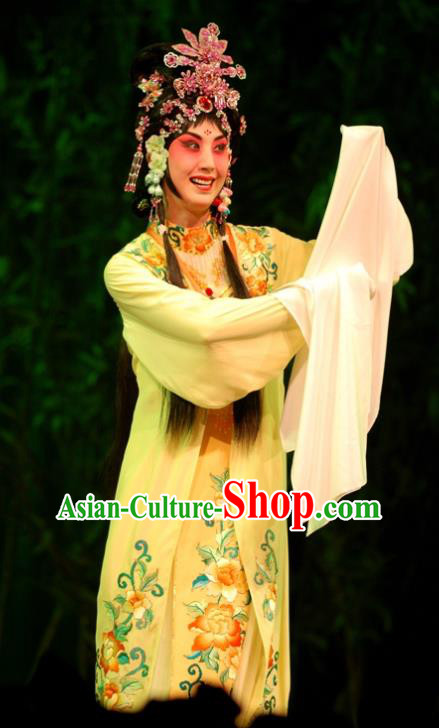 Chinese Beijing Opera Young Female Apparels Daming Prefecture Costumes and Headpieces Traditional Peking Opera Hua Tan Goddess Dress Garment