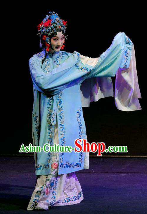 Chinese Beijing Opera Young Female Apparels Shen Tou Ci Tang Costumes and Headpieces Traditional Peking Opera Diva Xue Yan Dress Hua Tan Garment