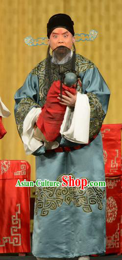 Chun Qiu Bi Chinese Peking Opera Official Wang Shaozhi Garment Costumes and Headwear Beijing Opera Elderly Male Apparels Laosheng Clothing