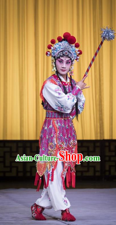 Chinese Beijing Opera Female General Apparels Yang Paifeng Costumes and Headpieces Traditional Peking Opera Martial Lady Dress Woman Soldier Armor Garment