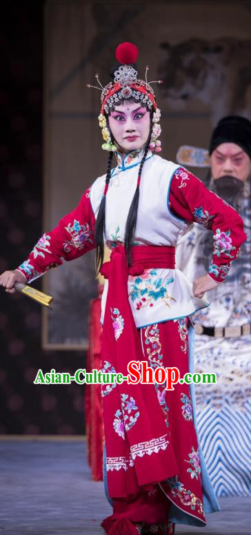 Chinese Beijing Opera Miadservant Apparels Yang Paifeng Costumes and Headpieces Traditional Peking Opera Martial Female Dress Swordswoman Garment