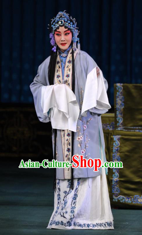 Chinese Beijing Opera Young Woman Apparels Sang Yuan Ji Zi Costumes and Headpieces Traditional Peking Opera Dan Role Dress Garment