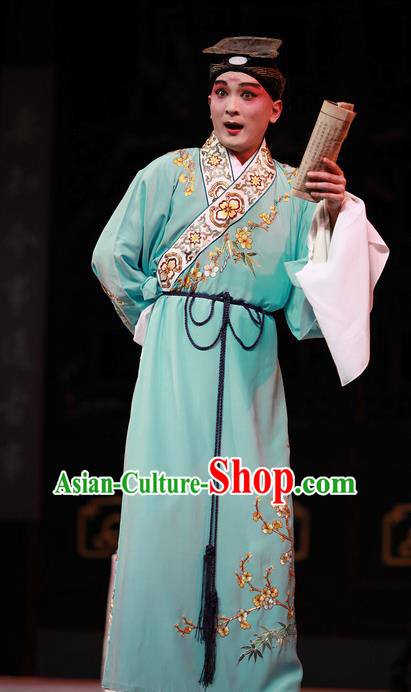 Xiu Ru Ji Chinese Peking Opera Scholar Zheng Yuanhe Garment Costumes and Headwear Beijing Opera Noble Childe Apparels Young Male Clothing