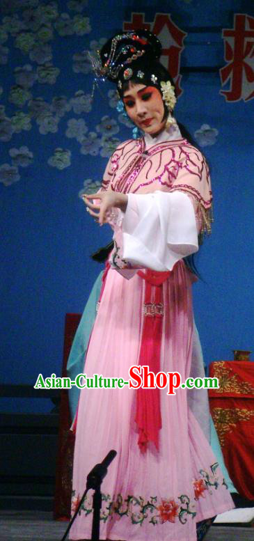 Chinese Beijing Opera Servant Girl Apparels Lv Zhu Zhui Lou Costumes and Headpieces Traditional Peking Opera Xiaodan Pink Dress Young Lady Garment