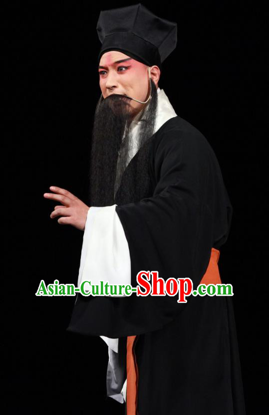 Jiang You Guan Chinese Peking Opera Old Man Garment Costumes and Headwear Beijing Opera Elderly Servant Apparels Clothing