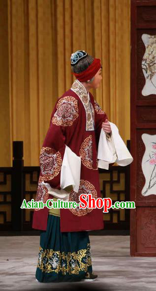 Chinese Beijing Opera Pantaloon Zheng Jingchi Apparels Huo Xiaoyu Costumes and Headpieces Traditional Peking Opera Elderly Female Dress Dame Garment