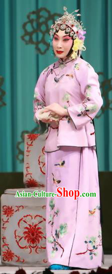 Chinese Beijing Opera Xiaodan Apparels Qing Shuang Sword Costumes and Headpieces Traditional Peking Opera Servant Lady Dress Garment