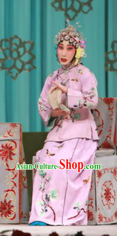 Chinese Beijing Opera Xiaodan Apparels Qing Shuang Sword Costumes and Headpieces Traditional Peking Opera Servant Lady Dress Garment