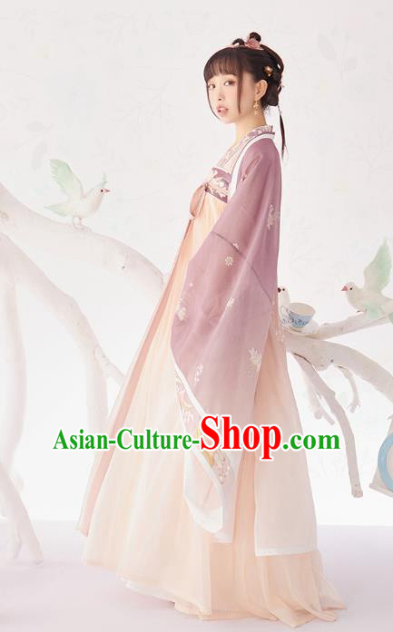 Chinese Traditional Song Dynasty Court Princess Historical Costumes Ancient Royal Infanta Nobility Lady Hanfu Dress Garment Complete Set
