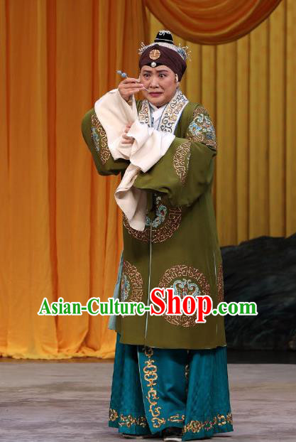 Chinese Beijing Opera Yue Mu Ci Zi Pantaloon Apparels Costumes and Headpieces Traditional Peking Opera Dame Dress Elderly Woman Garment