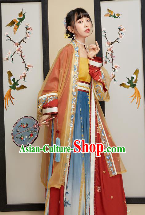 Chinese Ancient Young Lady Hanfu Dress Traditional Song Dynasty Nobility Female Historical Costumes Embroidered Garment for Women
