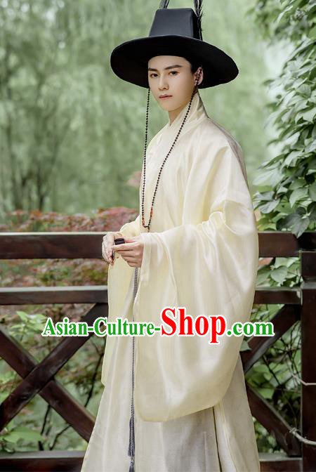 Chinese Traditional Ming Dynasty Hanfu Priest Frock Robe Ancient Taoist Apparels Historical Costumes for Men