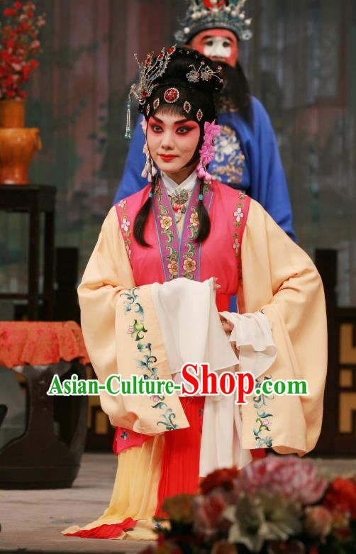 Chinese Beijing Opera Huadan Apparels Sang Yuan Ji Zi Costumes and Headpieces Traditional Peking Opera Young Lady Dress Shangguan Wan Er Garment
