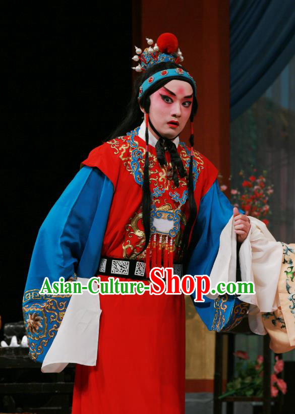 Sang Yuan Ji Zi Chinese Peking Opera Xiaosheng Garment Costumes and Headwear Beijing Opera Young Male Apparels Crown Prince Li Xian Clothing