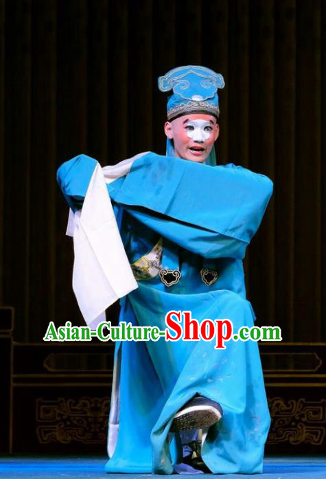 Catch San Lang Chinese Peking Opera Young Male Garment Costumes and Headwear Beijing Opera Apparels Niche Zhang Wenyuan Clothing