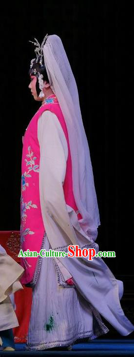 Chinese Beijing Opera Diva Yan Xijiao Apparels Catch San Lang Costumes and Headdress Traditional Peking Opera Hua Tan Pink Dress Actress Garment
