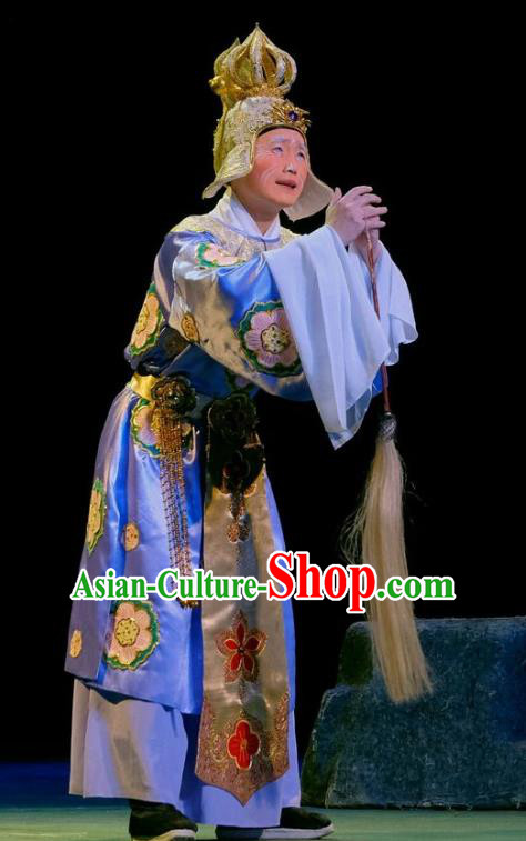 Love of Guan Yin Chinese Peking Opera Court Servant Garment Costumes and Headwear Beijing Opera Old Man Apparels Eunuch Clothing