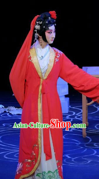 Chinese Beijing Opera Bride Qu Xiuxiu Apparels A Love Beyond Costumes and Headdress Traditional Peking Opera Hua Tan Dress Servant Girl Garment