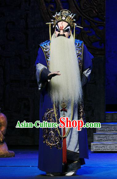 King Zhao Wuling Chinese Peking Opera Lord Zhao Yong Garment Costumes and Headwear Beijing Opera Laosheng Apparels Monarch Clothing