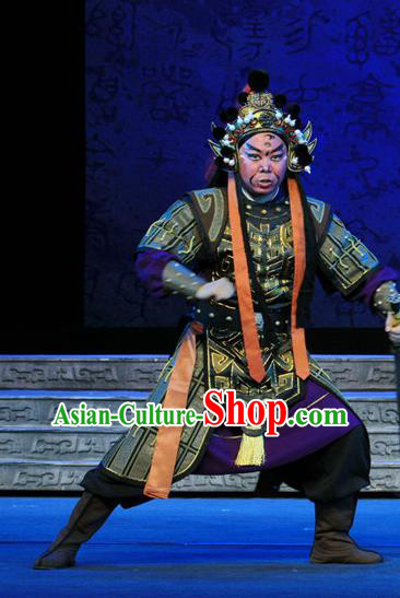 King Zhao Wuling Chinese Peking Opera Wusheng Garment Costumes and Headwear Beijing Opera Soldier Apparels Martial Male Armor Clothing