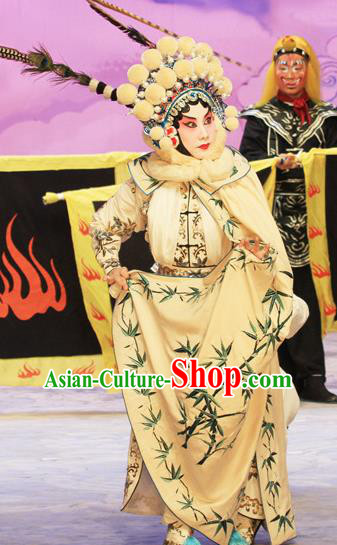Chinese Beijing Opera Wudan Apparels Ju Da Gang Costumes and Headdress Traditional Peking Opera Blues Dress Martial Female Garment