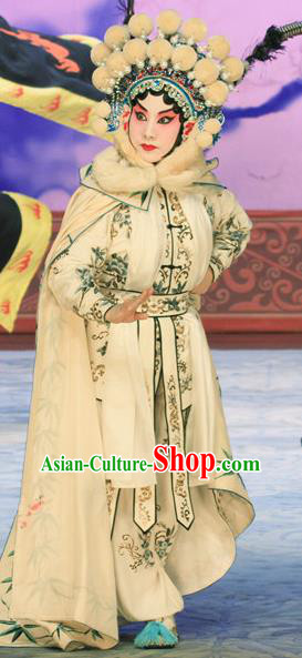 Chinese Beijing Opera Wudan Apparels Ju Da Gang Costumes and Headdress Traditional Peking Opera Blues Dress Martial Female Garment