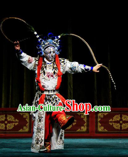 Ju Da Gang Chinese Peking Opera Takefu Garment Costumes and Headwear Beijing Opera Swordsman Apparels Martial Male Soldier Clothing