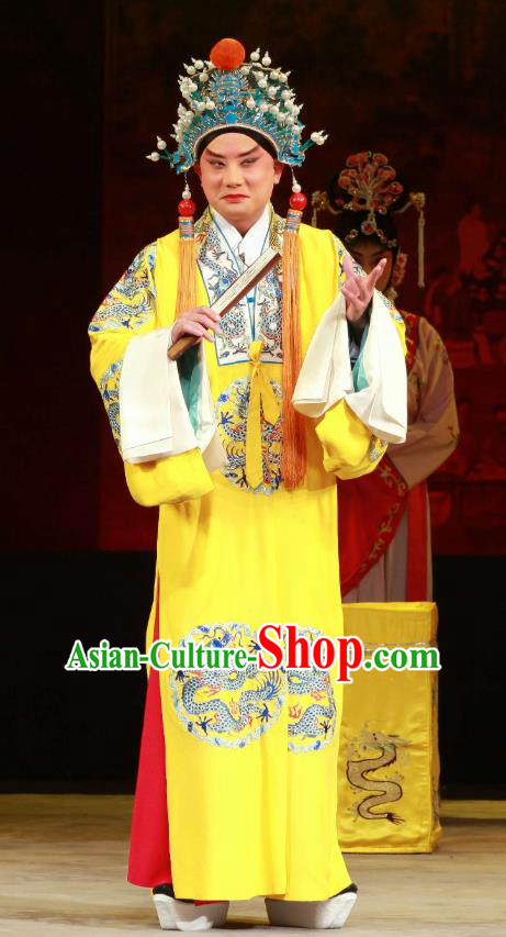 Feng Yu Xing Huang Qi Chinese Peking Opera Xiaosheng Garment Costumes and Headwear Beijing Opera Young Male Apparels Emperor Huizong Clothing
