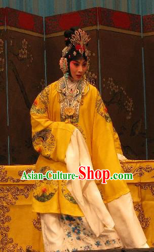 Chinese Beijing Opera Young Female Apparels Fish and Algae Palace Costumes and Headdress Traditional Peking Opera Hua Tan Dress Imperial Consort Qi Ji Garment