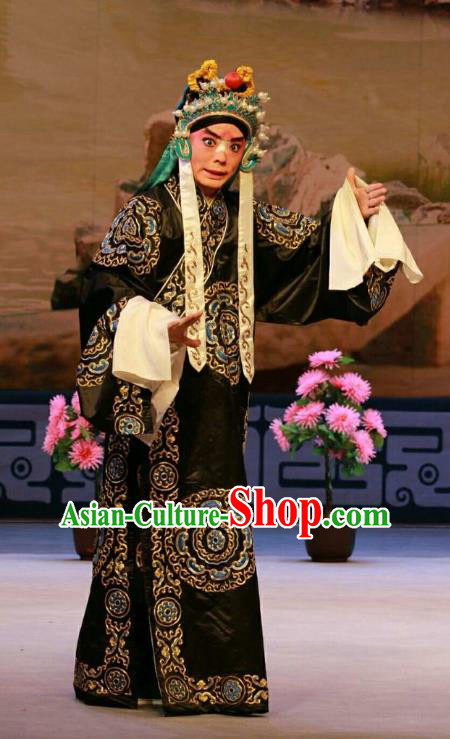 Nan Jie Guan Chinese Peking Opera Clown Garment Costumes and Headwear Beijing Opera Official He Yanxi Apparels Clothing