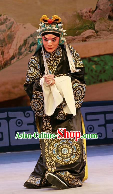 Nan Jie Guan Chinese Peking Opera Clown Garment Costumes and Headwear Beijing Opera Official He Yanxi Apparels Clothing