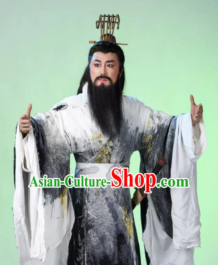 Da Shun Chinese Peking Opera Monarch Shun Garment Costumes and Headwear Beijing Opera Emperor Apparels King Clothing