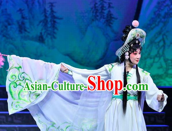 Chinese Beijing Opera Young Female Apparels Qi Nv Wu Rong Costumes and Headdress Traditional Peking Opera Country Woman Dress Garment