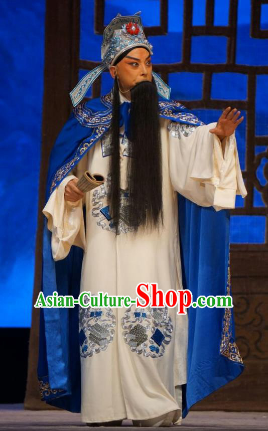 Man Jiang Hong Chinese Peking Opera Elderly Male Yue Fei Apparels Costumes and Headpieces Beijing Opera Laosheng Garment Clothing