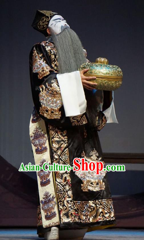 Man Jiang Hong Chinese Peking Opera Elderly Male Qin Hui Apparels Costumes and Headpieces Beijing Opera Jing Role Garment Treacherous Official Clothing