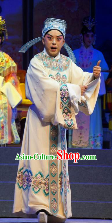 Princess Changping Chinese Peking Opera Xiaosheng Garment Costumes and Headwear Beijing Opera Military Officer Apparels Young Male Zhou Shixian Clothing