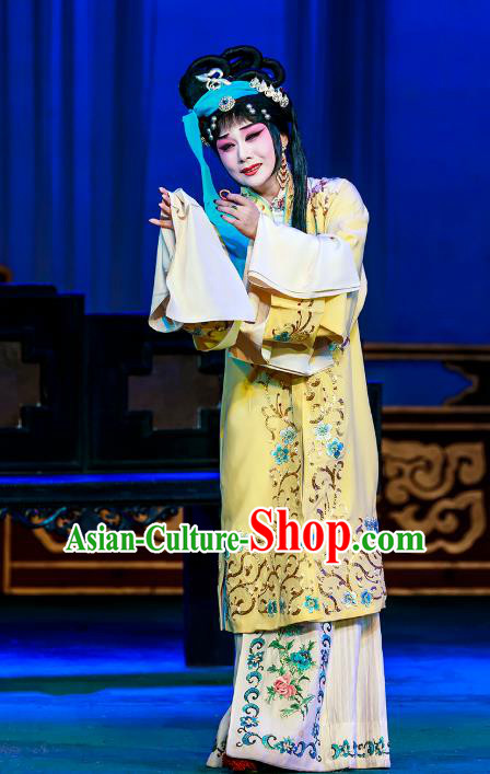 Chinese Beijing Opera Young Female Garment The Dream Of Red Mansions Costumes and Hair Accessories Traditional Peking Opera Rich Consort You Erjie Dress Apparels