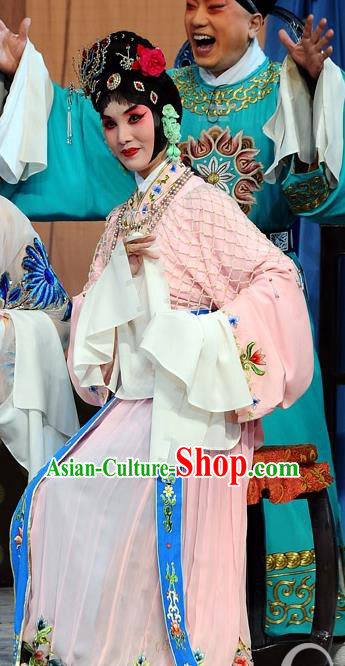 Chinese Beijing Opera Hua Tan Garment The Dream Of Red Mansions Costumes and Hair Accessories Traditional Peking Opera Young Female You Erjie Dress Apparels