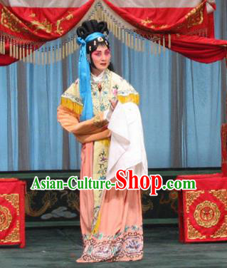 Chinese Beijing Opera Concubine You Erjie Garment The Dream Of Red Mansions Costumes and Hair Accessories Traditional Peking Opera Distress Maiden Dress Apparels