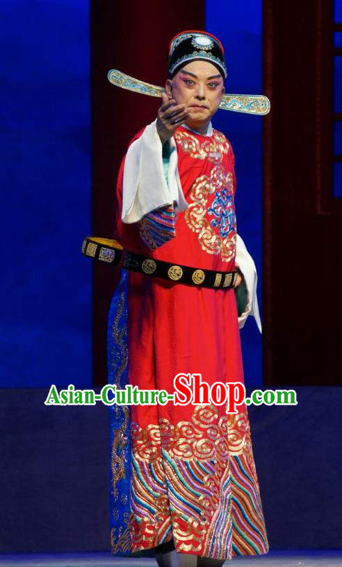 Princess Changping Chinese Peking Opera Official Garment Costumes and Headwear Beijing Opera Young Male Apparels Scholar Zhou Shixian Clothing