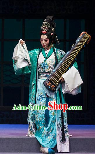 Chinese Beijing Opera Diva Apparels Anecdote of Jian An Costumes and Headdress Traditional Peking Opera Hua Tan Dress Actress Cai Wenji Garment