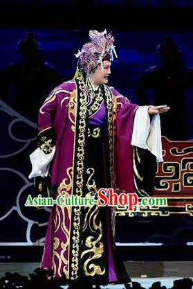 Chinese Beijing Opera Elderly Female Apparels Qi Nv Wu Rong Costumes and Headdress Traditional Peking Opera Pantaloon Dress Empress Dowager Garment