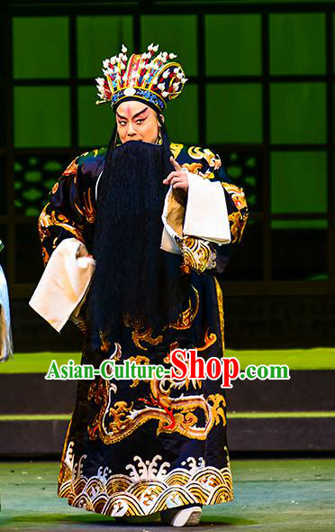 Anecdote of Jian An Chinese Peking Opera Prime Minister Cao Cao Garment Costumes and Headwear Beijing Opera Elderly Male Apparels Laosheng Black Clothing