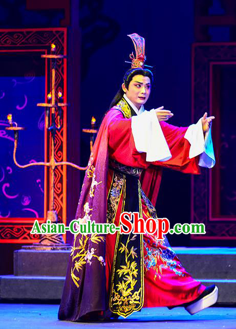 Anecdote of Jian An Chinese Peking Opera Young Male Garment Costumes and Headwear Beijing Opera Xiaosheng Apparels Scholar Dong Si Clothing