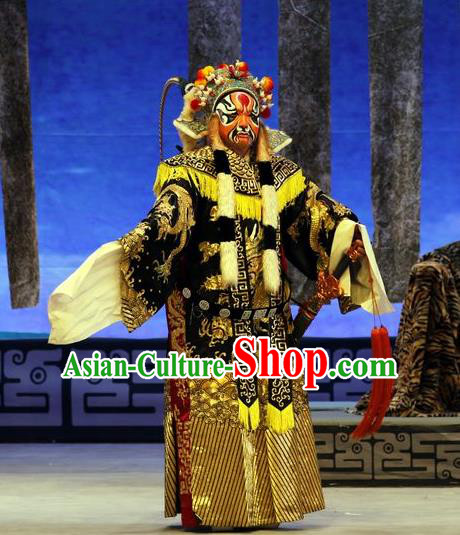 Zhan Hong Zhou Chinese Peking Opera Lord Garment Costumes and Headwear Beijing Opera Martial Male Apparels King Clothing