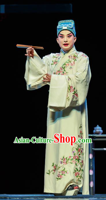 Xi Jiao Chinese Peking Opera Scholar Garment Costumes and Headwear Beijing Opera Young Male Apparels Xiaosheng Zhang Wenyuan Clothing