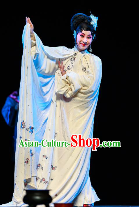 Chinese Beijing Opera Tsing Yi Apparels Xi Jiao Costumes and Headdress Traditional Peking Opera Actress Dress Hua Tan Yan Xijiao Garment