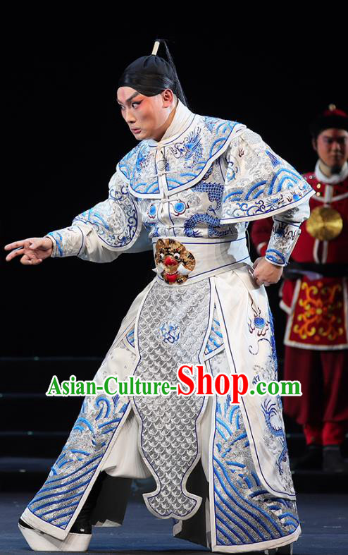 Mei Hua Zan Chinese Peking Opera Martial Male Garment Costumes and Headwear Beijing Opera Xiaosheng Apparels General Li Liangchuan Armor Clothing