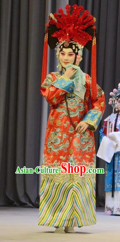 Chinese Beijing Opera Queen Garment Shen Ting Ling Costumes and Hair Accessories Traditional Peking Opera Court Lady Dress Hua Tan Apparels