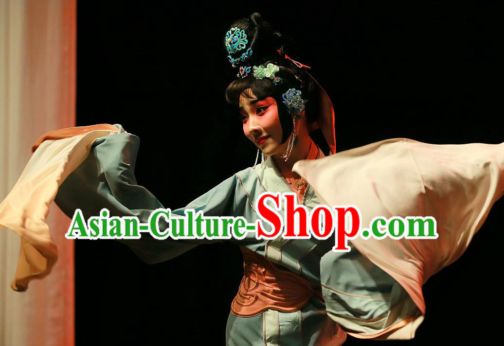 Chinese Beijing Opera Hua Tan Garment Xi Zi Zai Wang Costumes and Hair Accessories Traditional Peking Opera Actress Xi Shi Dress Apparels